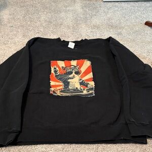 Hanes Black Cat Graphic Crewneck Sweater